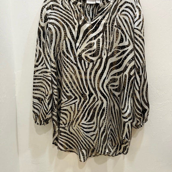 Chico's Black and White Animal Print Blouse - Picture 3 of 8